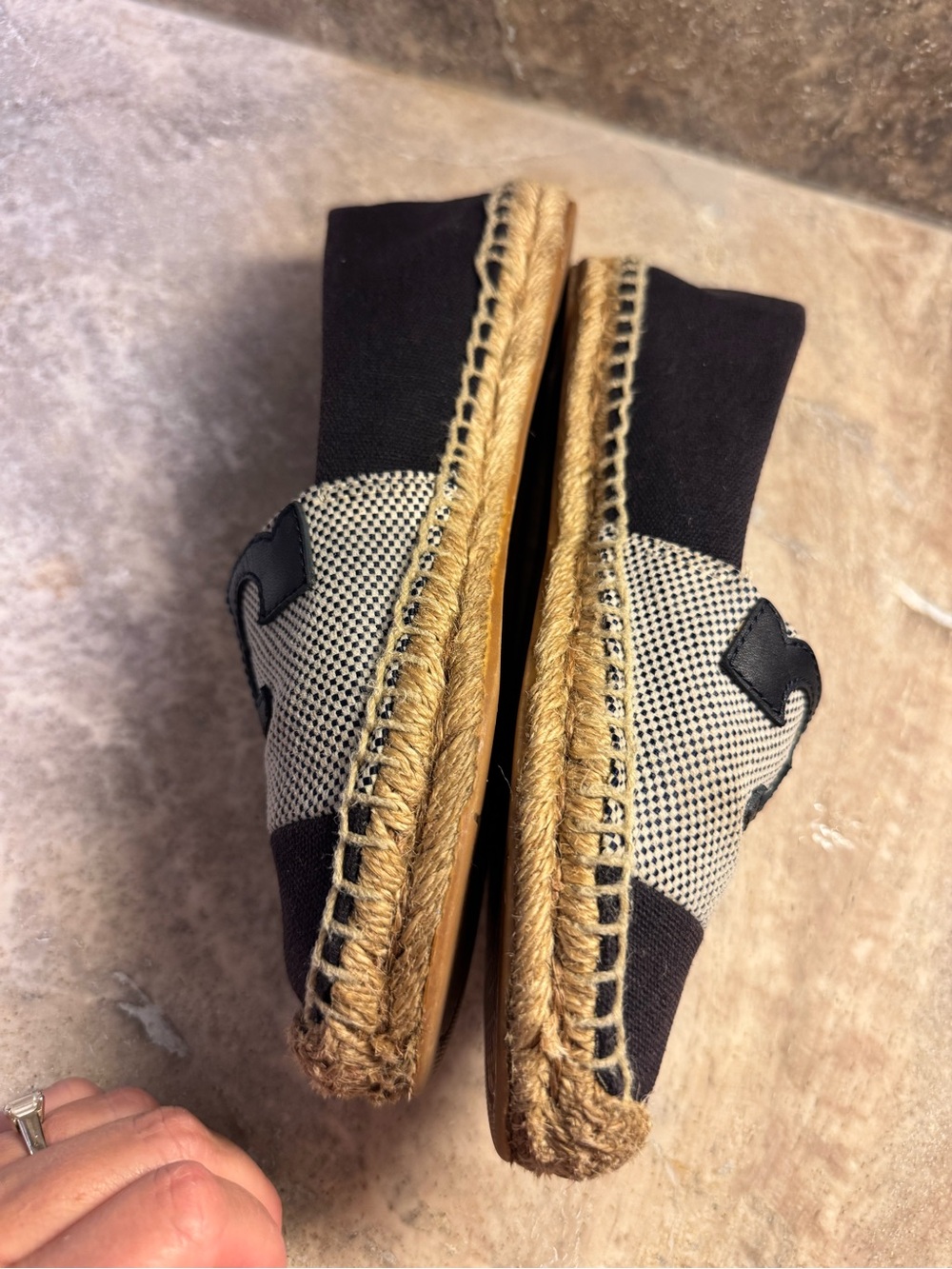 Tory Burch Navy and Beige Logo Espadrille Slip-On - Picture 6 of 7